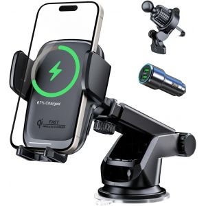 Cloudds-Support Telephone Voiture Induction,15w Charge Rapide Chargeur Induction Voiture Compatible Avec Iphone 15/14 Pro Max/12 Mini/X/Xs/Xr/8,Samsung S23/22/21 Autres Appareils Qi - Neuf