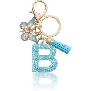 KAL-Porte-Clés Lettre Porte-Clés Fille Lettre Initiale Porte-Clés Pour Femmes Femmes, Bleu - Neuf