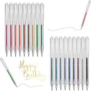 Ensemble De 18 Stylos Gel Paillet&eacute;s R&eacute;tractables - Couleurs M&eacute;tallis&eacute;es Et N&eacute;on Pour Coloriage,Dessin Et &Eacute;criture,S&eacute;chage Rapide,Id&eacute;al Pour Scrapbooking,Journalisation Et Projets Artistiques - Neuf