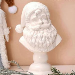 Santa Buste De No&euml;l, D&eacute;coration De Table, Blanc Du P&egrave;re No&euml;l &Agrave; La T&ecirc;te De La Statue Figurine En R&eacute;sine, Santas Buste De Sculptures Pour Les D&eacute;corations De No&euml;l - Neuf