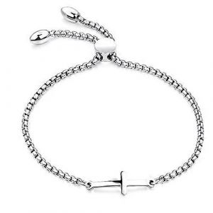 Bracelet Croix En Acier Inoxydable, Cha&icirc;ne Ajustable, Bijou De Poignet Pour Femme, Cadeau De No&euml;l Ou D'anniversaire - Neuf