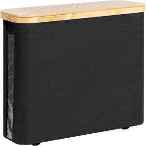 Panier de Rangement pour Papier Toilette, 28L Panier &agrave; Papier Toilette avec Couvercle en Bambou, 44x18x37.5 cm Organisateur Rangement, Noir - Neuf