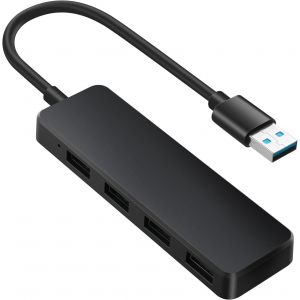 Hub USB 3.0 4 Ports, Data Hub USB Ultra Fin, Rallonge USB 3.0 Transfert de Donn&eacute;es &agrave; Haute Vitesse pour MacBook, Cl&eacute;s USB, Notebook PC, Portable, Disques Durs Externes, etc - Neuf