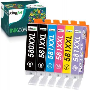 TEPPA-CLI-581 PGI-580 XXL Compatible pour Cartouches d'encre Canon 580 581 XXL pour Pixma TS8350 TS8250 TS8150 TS8251 TS8151 TS8252 TS8152 TS9150 TS9155 TS8350 (6 Pack) - Neuf