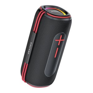 Enceinte Bluetooth Portable RGB Lumi&egrave;res Color&eacute;es Son Puissant &Eacute;tanche IPX5 Noir + Rouge YONIS - Neuf