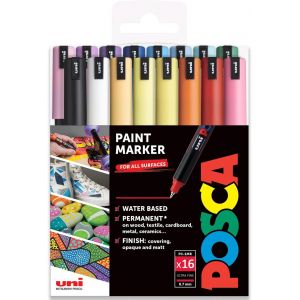 Loc-Pc-1mr Lot De 16 Marqueurs De Peinture Artistique ¿ Dans Une Pochette En Plastique ¿ Kit De Démarrage - Neuf