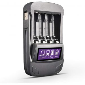 Chargeur de Batterie, 4 Slots LCD Chargeur de Piles Rapide pour NI-MH NI-CD AA/AAA Piles Rechargeables avec Fonctions de Test de Charge, de d&eacute;charge, de rafra&icirc;chissement et de Tension - Neuf