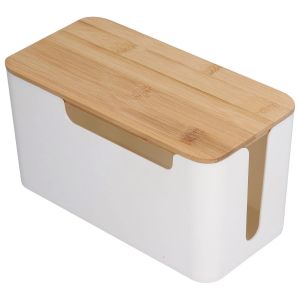 Boîte de Rangement pour Câbles avec Couvercle,23 x 12 x 11,7cm Organisateur de Fils de Bureau Boîte de Câbles Petite Cordon Multiprise de Gestion de Câbles pour USB et Cache Câbles TV Routeurs Bureau - Neuf