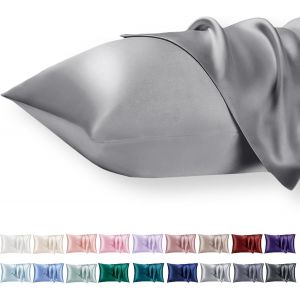 Kjakl-Taie Oreiller Satin 40x60 Lot De 2,Gris Pillowcase Pour Cheveux,Similaire Aux Taie D Oreiller En Soie,Taies D'oreillers 40x60 Housse De Coussin Certifié Oeko-Tex - Neuf