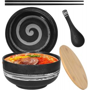 Ensemble De Bols Ramen En C&eacute;ramique,Grand Bol &Agrave; Soupe 1500 Ml,Bols &Agrave; Salade Pour Soupe,Pho Et Bol &Agrave; Sushi,Vaisselle Japonaise Avec Baguettes Et Cuill&egrave;re Bol &Agrave; Soupe Pour Le Camping P&acirc;tes Salade - Neuf