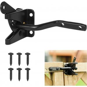 Trahoo-Verrou De Portail Verrouillage Automatique-Serrure Métal À Boulon-Loquet Acier À Gravité Clôture Jardin-Noir-Vis De Fixation Fournis - Neuf
