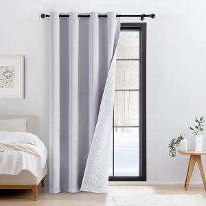 Chenquansarl-Rideaux Occultant Thermiques Isolant Anti Froid Et Chaleur Rideau Hiver De Porte Interieur Rideau Salon Fenetre Extensible Lot De 1, 132x260cm Gris Blanc - Neuf