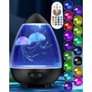 Lampe De M&eacute;duse Led Aliment&eacute;e Par Usb-C Avec 4 Modes D'&eacute;clairage Et 17 Effets De Changement De Couleur Lampe De Table D'ambiance Veilleuse Pour La D&eacute;coration De La Maison Et Du Bureau - Neuf