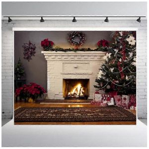 7x5ft Blanc Hiver Photographie Toile De Fond Pour Les Photos Vacances Arbre De No&euml;l Nouveau-N&eacute; B&eacute;b&eacute; Douche Famille Portrait Photos No&euml;l F&ecirc;te D'anniversaire - Neuf