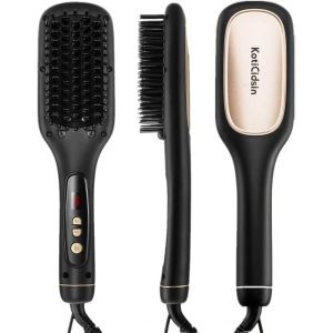 Koticidsin Brosse Lissante Chauffante, Brosse À Cheveux Ionique, Affichage Led+Peigne Céramique À Température Réglable + Anti-Échaudage+Arrêt Automatique (Noir) - Neuf