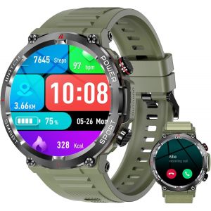 Montre Connectée Homme Avec Appel Bluetooth, Montre Appel, Écran 1.39"" Tft, Moniteur Cardiofréquence/Spo2, Analyse Sommeil, 100 Modes De Sport,Pour Android/Ios (Vert) - Neuf