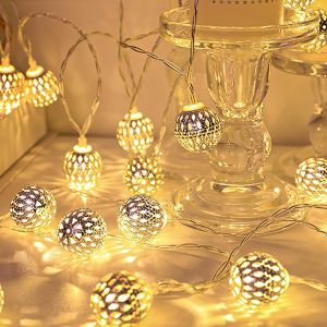 KAL-Guirlande Lumineuse Pour Chambre À Coucher Avec 10 Boules Disco Led 1,5 M Avec Mini Boules Clignotantes Pour Intérieur Et Extérieur Pour Fêtes De Noël, Maison, Chambre À Coucher, Salon, - Neuf
