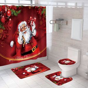 No&euml;l le Rideau de Douche, Set de 4 avec anti-D&eacute;rapant Tapis (Style 2) - Neuf