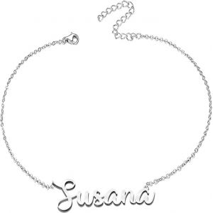 Eryi-Bracelet Pour Femme Avec Prénom En Acier Inoxydable - Pendentif Prénom Personnalisé Argenté Pour Femme - Cadeaux Personnalisés Pour Femme, Mère, Fille, Meilleure Amie - Neuf
