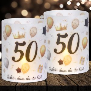 KALANKA-Lot de 16 photophores décoratifs de table pour 50e anniversaire homme femme 50e anniversaire décoration de table pour fêtes, baptêmes, communions, confirmations, bar/bat mitsvahs bougies chau - Neuf