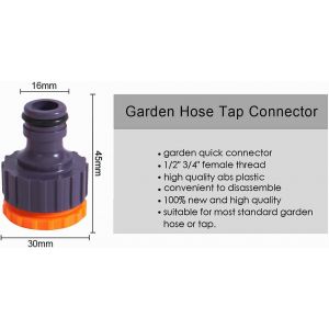 Plastique 3/4 "" and 1/2 "" BSP 2in1 Nez de Robinet d'arrosage à Visser débit Tap Connector Threaded Faucet Adapter 12 Pack (livrés avec 18 rondelles de Remplacement) - Neuf