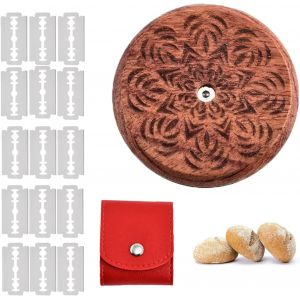 Oayew-Lame Boulanger, 15 Pi&egrave;ces Interchangeable Lame Pain, Forme Fleur Wooden Bread Knife, Pour La Confection De G&acirc;teaux, Pizzas, Baguettes, Pains Europ&eacute;ens Et Biscuits (Fleur De Rose) - Neuf