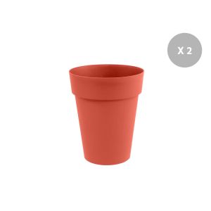 Lot De 2 Pots De Fleur Rond Toscane &Oslash; 44 X H.53 Cm - Orange Terre Battue - Eda - Neuf