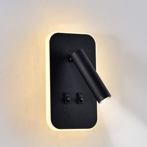 Applique Led, Applique De Lecture De Chevet, Liseuses Murales Led 12W, Spot Orientable &iquest;3W + 9W 3000K Lumi&egrave;re Chaude&iquest; (Rectangle Noir) - Neuf