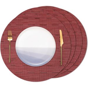 Eryi-Set De Table Rond Lot De 4, Fait En Vinyle Lavable Napperons Pour Cuisine Ou Pour Table À Manger Résiste À La Chaleur Dessous De Table Antidérapant Lavable 38 Cm De Diamètre - Neuf