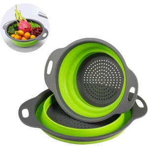 Passoire Pliable En Silicone Portable Pour Égoutter Les Aliments, Les Fruits Et Les Légumes, Avec 2 Filtres En Silicone, Pour Économiser De L'espace Dans La Cuisine - Neuf