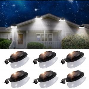 Lot De 6 Lampes Solaires De Gouttiere À 9 Led, Smy 100lm Étanche Extérieure Solaire Gouttière Lumières Pour Jardin Clôture Eave Mur Patio Garage Trottoir(Ip55 Lumière Blanche) (Paquet De Six) - Neuf