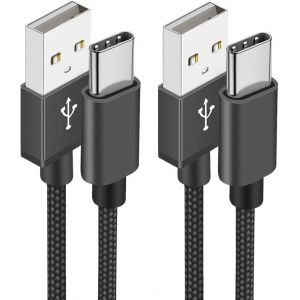 JGD-Lot de 2 c&acirc;bles USB C, 2 m, en nylon, charge rapide, type C, pour Samsung Galaxy A51 A50 A41 A40 A71 A21s A20 A20e S8 S9 S10 S20 fe, Note 10 9 8, Huawei P40 P30 P20 - Neuf