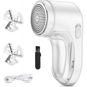 JGD-Rasoir Anti Bouloche,Anti Bouloche Vetement de USB Rechargeable Portable,Tissu Pull Laine Tondeuse &agrave; Textile pour pour Chandails/V&ecirc;tements/Rideaux/Tapis,2* Lame de Rechange Blanc - Neuf