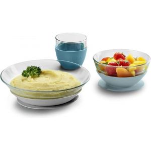Vornixorsarlshopb&eacute;aba & Duralex, Coffret Repas Enfant En Verre, Assiette, Bol, Verre Avec Ventouse Silicone, Ergonomique, Evolutif, Sain, Durable, Made In France, Jungle - Neuf