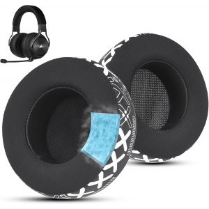 LORANKA-Coussinets d'oreille de Rechange Premium pour Corsair Virtuoso - Gel rafra&icirc;chissant et Tissu Confortable pour Virtuoso RGB Wireless/SE/XT - Confort et qualit&eacute; sup&eacute;rieurs (Noir/Blanc) - Neuf