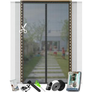Moustiquaire Porte Fenêtre Magnétique Robuste-Moustiquaire Porte Découpable Dans La Largeur-Anti-Mouches Avec Fermeture À Scratch (155x220 Cm,Noir) - Neuf