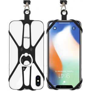 Maa-2packs Cordon Telephone Portable Et Support Telephone, Universel Chaine Telephone Portable Tour De Cou Telephone Compatible Avec La Plupart Des Smartphones- Noir - Neuf