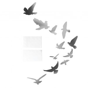 Hjlian Miroir Mural Tridimensionnel Autocollant Motif Oiseau, Decoration Murale Pour Chambre A Coucher, Salon, Tv, Canape, Arriere-Plan Argente - Neuf