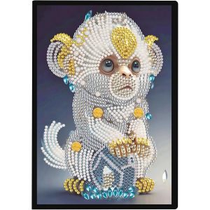Kalanka-Diy 5d Diamant Peinture Carnet Singe A5 Journal Blanc Diamond Painting Carnet De Croquis Cristal Point De Croix Diamant Painting Carnet Journal Livre Cadeaux Cahier De Note 50 Feuilles - Neuf