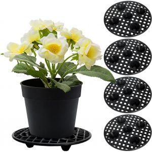 ERYI-Lot De 4 Supports Pour Pots De Fleurs Résistants De 20 Cm - Pieds Noirs Pour Intérieur Et Extérieur - Neuf