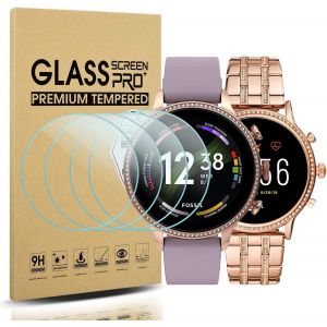 4 Pi&egrave;ces Pour Fossil Gen 6 (2021)/Gen 5 (2020) Protection &Eacute;cran,2.5d Arc Edges 9h Duret&eacute; En Verre Tremp&eacute; Pour Fossil Gen 6/5 Men's (Women's) Protecteur D'&eacute;cran - Neuf