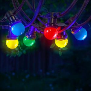 Guirnalda De Luces Multicolor Ip65 De 5 M - Guirnalda De Luces Eléctricas Para Exterior Con 10 Bombillas En Azul, Rojo, Amarillo Y Verde - Decoración Romántica Para Terraza Y Jardín - Neuf