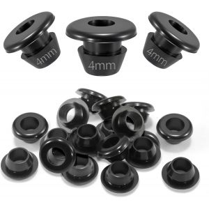 Lot de 50 passe-câbles en caoutchouc ID 4 mm passe-câbles en caoutchouc Diamètre de montage 6 mm Douille de câble étanche Noir Embouts en caoutchouc pour câbles Protection des câbles - Neuf