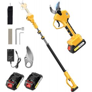 NouvelHorizonstore-Secateur Electrique Sans Fil Avec Perche T&eacute;lescopique de 250 cm, Taille D'ouverture de 2 * 2Ah Avec Moniteur, S&eacute;cateur Avec Moteur Sans Balais Pour Jardinage,Fruitiers - Neuf