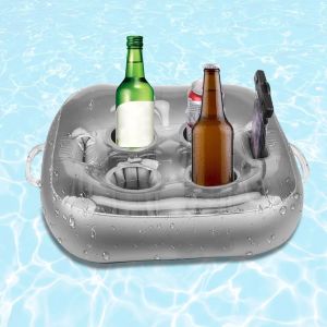 Cap-Porte-Boissons Gonflables, Support Gonflable De Boisson Portable Avec 6 Trous, Bar Flottant Pour Piscine, Porte-Gobelet De Piscine Gonflable, Porte-Gobelet Gonflable - Neuf