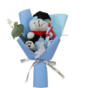 Bouquet d'oursons en peluche bleu, fait main au crochet, r&iquest;&iquest;sistant, id&iquest;&iquest;al comme cadeau pour enfants. - Neuf