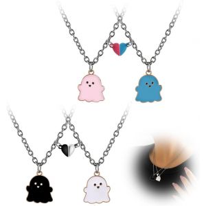 4 Colliers D'amiti&eacute; Bff Pour 2 Filles,Collier Femme,Collier Fant&ocirc;me Avec Pendentif Coeur,Collier Long,Bijou Personnalis&eacute;,Cadeau Pour Femmes Et Amies (Argent) - Neuf
