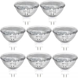 Ampoules Halogènes Mr16 20w 12v,Mr16 Gu5.3 Halogene Variable Blanc Chaud 2800k,Dc 12v Gu5.3 Mr16 Ampoule Spot Pour Plafonnier,Angle De Faisceau De 30 °,Lot De 8 - Neuf