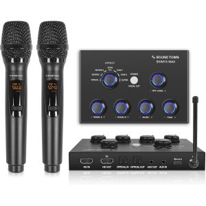 ChenQuanSarl-Système De Mixage Karaoké Sans Fil À 16 Canaux Avec 2 Micros Sans Fil, Hd Arc, Optique (Toslink), Aux, Prend En Charge Smart Tv, Media Box, Pc, Bluetooth, Barre De Son, Récepteur - Neuf