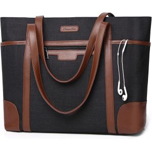 Sac Cabas Femmes&iquest;Grande Capacit&eacute; Sac Ordinateur 15,6 Pouces Imperm&eacute;able Sac Fourre Tout Femmes Sacs De Travail Pour Femmes Avec Sangle De Bagages,Noir Et Brun - Neuf
